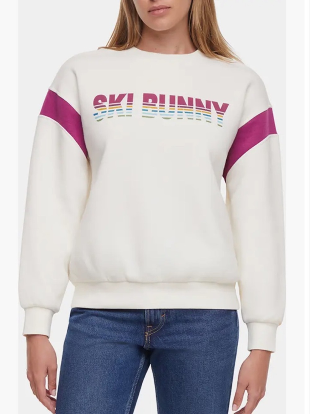 Wildfox Ski Bunny Cream Sweatshirt with Pink Accents